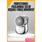 İn3dex Mini Taşınabilir Sıfır Sakal Tıraş Makinesi USB Şarjlı Ipx6 Su Geçirmez - Altın - Siyah - 35 - 48 mm - Standart