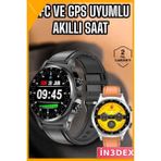 İn3dex Nabız Tansiyon Ölçerli Akıllı Saat Nfc Titreşimli Pusula - Altın - Siyah - 35 - 48 mm - Standart
