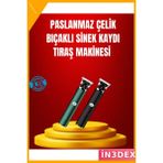 İn3dex Saç Kesme Makinesi 10W Paslanmaz Çelik Metal Gövde Ipx5 - Altın - Yeşil - 35 - 48 mm - Standart