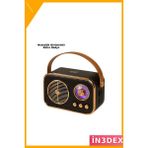 İn3dex Taşınabilir Bluetooth Fm Radyo Nostaljik Tasarım Tf Kart Destekli - Ahşap - Bej - Siyah