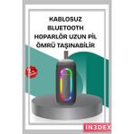 İn3dex Taşınabilir Bluetooth Hoparlör Kırmızı LED Işıklı IP67 Su Geçirmez - Standart