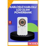 İn3dex Taşınabilir Powerbank Çoklu Kablo Çıkışlı Manyetik Hızlı Şarj - Ahşap - Bej - Siyah