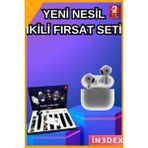 İn3dex Tws Bluetooth Kulaklıklı Akıllı Saat Amoled Ekran Adımsayar - Altın - Siyah - 35 - 48 mm - Standart