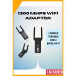 İn3dex USB Wifi Adaptör AC1200 Çift Bant Kablosuz Ağ Alıcısı - Standart