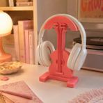 İna Design Gitar Tasarımlı Kulaklık Standı – Gamer ve Müzikseverler Için Dekoratif Kulaklık Standı - Pembe