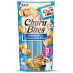 INABA Churu Bites - Ton Balığı ve Deniz Tarağı Isırık Kedi Ödülü, Tavuk Kaplaması - Kabarık ve Kremalı - 3 Tüp x 10 g