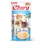 INABA Churu Puree kedi ödül maması kremalı atıştırmalıklar, ton balığı ve deniz tarağı ile yüksek kaliteli proteinler, 56 g (1'li paket), birinci sınıf kalitede kedi atıştırmalıkları