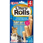 INABA Churu Rolls kedi ödül kurabiyeleri,%88 nemli, sağlıklı atıştırmalıklar, tavuk, ton balığı ve deniz tarağı içeren doğal malzemeler, 40 g (1'li paket), birinci sınıf kalitede kedi