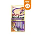 Inaba Ciao Churu Hairball Tüy Yumağı Kontrollü Ton Balıklı Sıvı Kedi Ödül Maması - 4x14 Gr 6 Adet