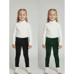 İnan Kids 2li Kız Çocuk Fitilli Kadife Tayt - Rahat Kışlık Esnek Leggings - 3 Yaş - Siyah - Nefti Yeşili