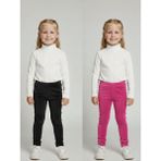 İnan Kids 2li Kız Çocuk Fitilli Kadife Tayt - Rahat Kışlık Esnek Leggings - 4 Yaş - Siyah - Fuşya