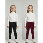 İnan Kids 2li Kız Çocuk Fitilli Kadife Tayt - Rahat Kışlık Esnek Leggings - 7 Yaş - Siyah - Bordo