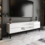 Inarch Aragon Modern Tv Sehpası – 140 Cm, 2 Kapaklı + 2 Açık Raflı, Siyah ve Beyaz Renk Seçenekli Tv Ünitesi, Beyaz