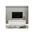 Inarch Batı LED Işıklı 2 Kapaklı TV Sehpası – 150 cm – Minimal Tasarım, Parlak Beyaz