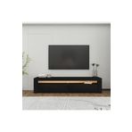 İNARCH DİZAYN Batı LED Işıklı 2 Kapaklı TV Sehpası – 150 cm – Minimal Tasarım, Ahşap Siyah