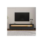 İnarch Dizayn Batı LED Işıklı 2 Kapaklı Tv Sehpası – 150 cm – Minimal Tasarım - Antrasit