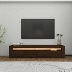 İnarch Dizayn Batı LED Işıklı 2 Kapaklı TV Sehpası – 150 cm – Minimal Tasarım, Ceviz - Renk