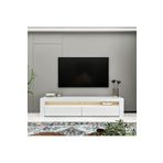 İNARCH DİZAYN Batı LED Işıklı 2 Kapaklı TV Sehpası – 150 cm – Minimal Tasarım Parlak Beyaz