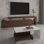 İnarch Dizayn Beliz LED Işıklı TV Sehpası ve Vera Orta Sehpa SET - Oturma Odası Modern Takım