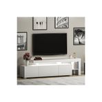 İnarch Dizayn Beliz Modern LED Işıklı 3 Kapaklı, Raflı TV Sehpası – 192 cm - Beyaz