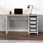 İnarch Dizayn Hero Modern Çalışma Masası - 120 cm, Beyaz/Antik Ceviz - Tek Ebat
