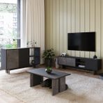 İnarch Dizayn Inarch Dizayn Ravello Oturma Odası Set – Modern Konsol, Tv Sehpası ve Orta Sehpa Üçlü Takım - Antrasit