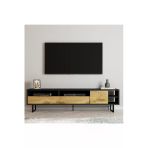 İnarch Dizayn Luga Tv Ünitesi, Tv Sehpası - Metal Siyah Ayak - Siyah/Kilim