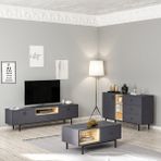 İnarch Dizayn Naturel Tv Ünitesi - Orta Sehpa - Konsol Takım (3'li Set) Antrasit/safir Meşe