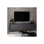 İnarch Dizayn Neon Duvara Monte 3 Kapaklı Tv Sehpası – 160 Cm – Minimal Tasarım, Antrasit(Mermer Desen)