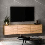 Inarch Dizayn Neon Duvara Monte 3 Kapaklı TV Sehpası – 160 cm – Minimal Tasarım, Atlantik Çam