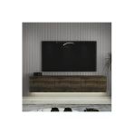 İnarch Dizayn Neon Led Işıklı Duvara Monte, 3 Kapaklı Tv Sehpası – 160 Cm - Modern Tasarım, İstanbul Ceviz