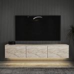 İnarch Dizayn Neon LED Işıklı Duvara Monte, 3 Kapaklı TV Sehpası – 160 cm - Modern Tasarım