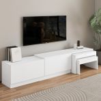 İnarch Dizayn Nest Tv Sehpası – Modern Tasarım,2 Kapaklı Depolama ve Ikili Zigon Sehpa ile Fonksiyonel Mobilya - Beyaz - Renk