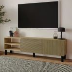 İnarch Dizayn River 150 Cm Modern Tv Sehpası – Kapaklı Ve Raflı Tasarım Sıcak Meşe/Safir Meşe