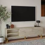 İnarch Dizayn River 150 Cm Modern Tv Sehpası – Kapaklı Ve Raflı Tasarım Traverten