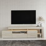 İnarch Dizayn T0014 LED Işıklı, Raflı Tv Sehpası, Oturma Odası Tv Ünitesi - Bej - Renk
