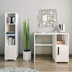 Inarch Kuzey Çalışma Masası Ve Kitaplık Set Beyaz