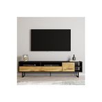 Inarch Luga Tv Ünitesi, Tv Sehpası - Metal Siyah Ayak - Siyah/kilim