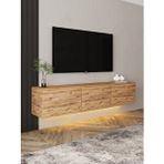 Inarch Neon Duvara Monte 3 Kapaklı TV Sehpası – 160 cm – Minimal Tasarım, Atlantik Çam