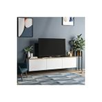 Inarch Neon Duvara Monte 3 Kapaklı TV Sehpası – 160 cm – Minimal Tasarım, Beyaz/Safir Meşe Beyaz - Safir Meşe