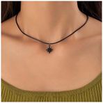 Inateannal Gotik siyah deri gerdanlık kolye kısa siyah Northstar kolye ucu kolye vintage deri kayış kolye yıldız patlaması boyun bandı kolye takı kadınlar ve kızlar için