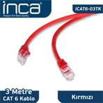 Inca ICAT6-03TK 3m Kırmızı Kablo