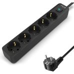 Inca IPW-44SY3 5 Port Akım Korumalı Kırmızı LED Tuşlu Priz 3m - Siyah