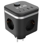 Inca Ipw-47Sy 3'Lü 2 X Usb + 2 X Type-C Akım Korumalı Led Tuşlu Duvar Priz - Siyah