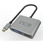 Inca Itpc-06Tx Type-C Hub X4 Hdmi 4k@30 Hz+ Vga+ USB 3.0+Pd 100w Aluminyum Kasa