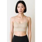 Ince Askılı Toparlayıcı Ripli Spor Büstiyer - 2XL - Kum