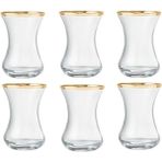 Ince Belli Gold Çay Bardağı 130 cc 6 Lı - 130 ml - Şeffaf - Gold