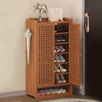 İnce Beyaz Rattan Ayakkabı Dolabı 8 Katlı Bambu Ayakkabı Saklama Kapılı Uzay Tasarruflu Ayakkabı Rafları ve Dolap Koridorlar için Kahverengi 59x32x110cm (2 Kapı)