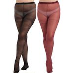 Ince Büyük Beden 40 Opak 2'li Külotlu Çorap Bordo/siyah - 7XL - 8XL