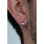 Ince Düz Unisex Halka Erkek Çelik Küpe Çifti 2 Renk 3 MM Mse8 Beyaz beyaz